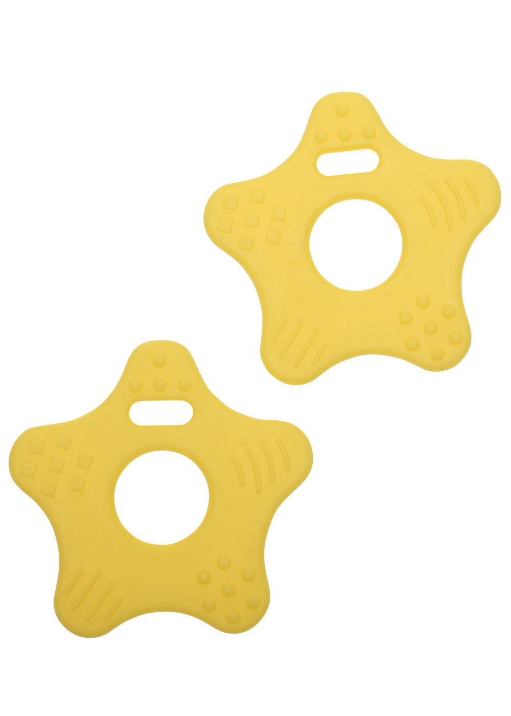 Soft TPE Star Teether (2 pcs) – for Baby Sensory Toys & Rattles Yellow