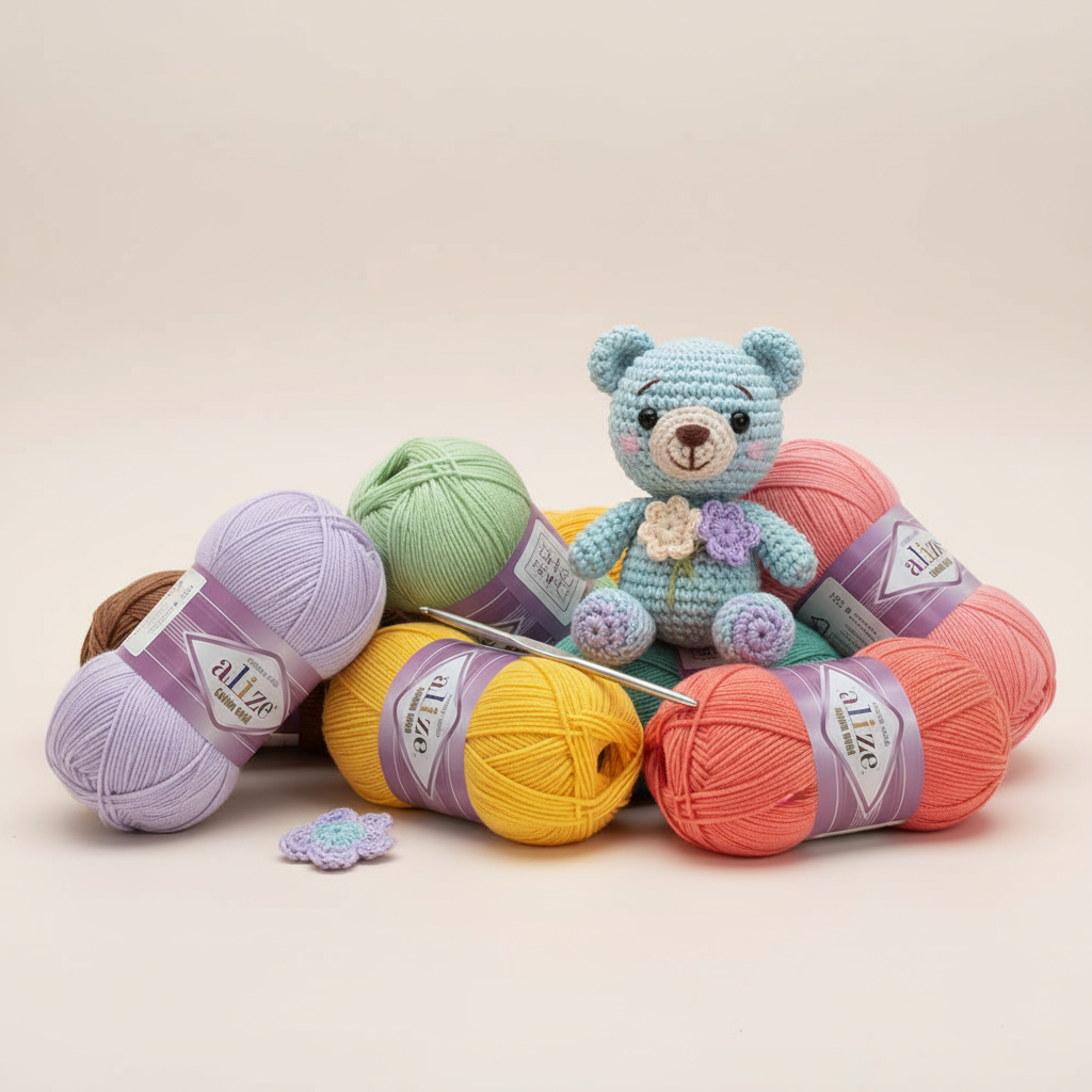 Amigurumi Lõng koos YarnArt Jeans ja Alize Cotton Goldiga