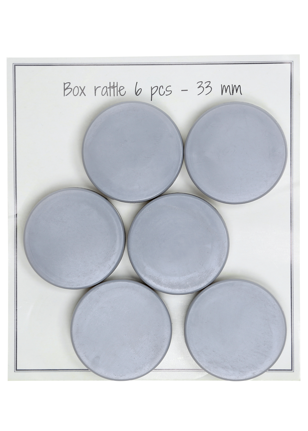 Плоская погремушка 33 mm – 6 шт. (съёмные звуковые вставки)