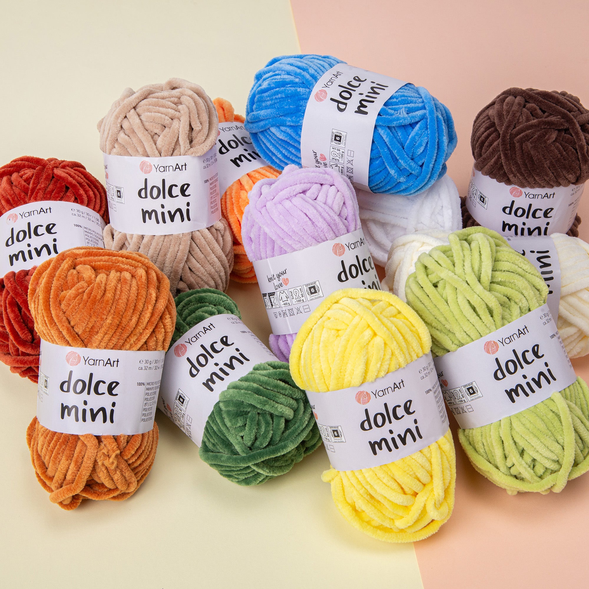 YarnArt Dolce Mini – Chenille Yarn Pack (12 x 30g)