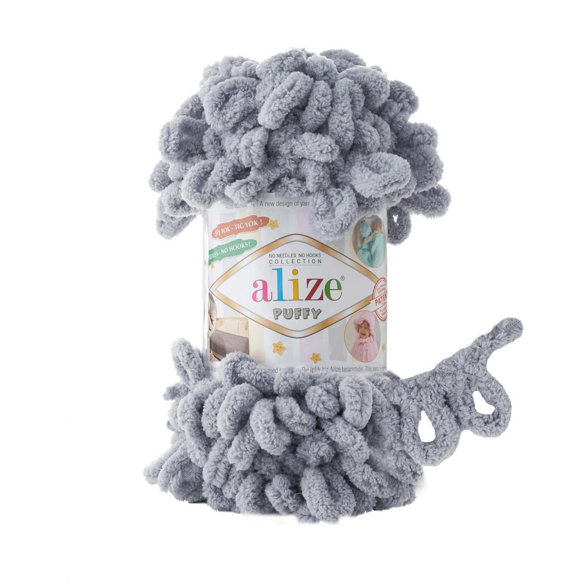 Alize Puffy 362 Pelēka – dzija ar cilpām