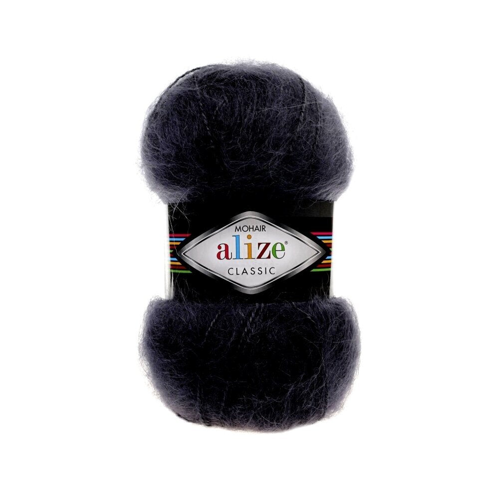 Alize Mohair Classic 53 Noir – fil acrylique avec mohair et laine