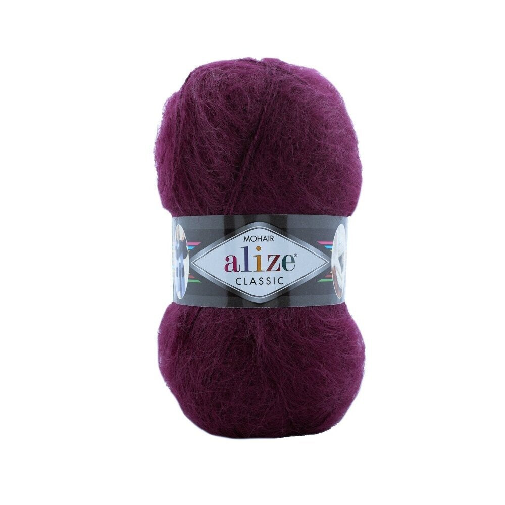 Alize Mohair Classic 952 Bordeaux foncé – fil acrylique avec mohair et laine
