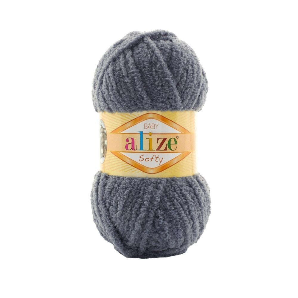 Alize Softy Baby 87 Угольно-серый – плюшевая детская пряжа
