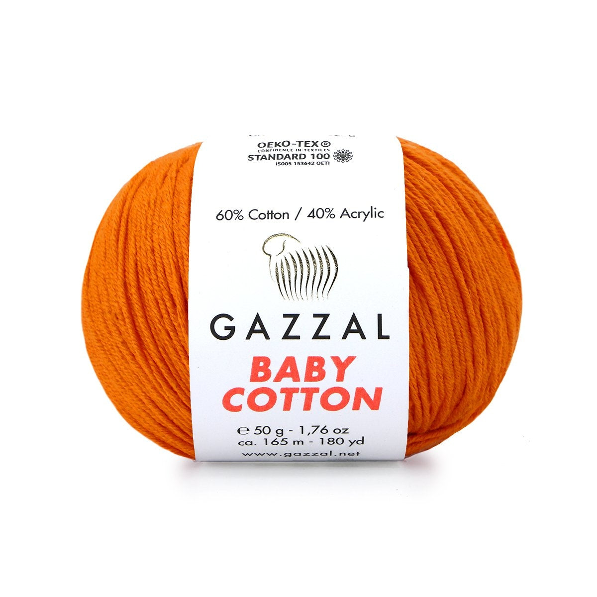 Gazzal Baby Cotton 3419 Orange – fil bébé coton et acrylique