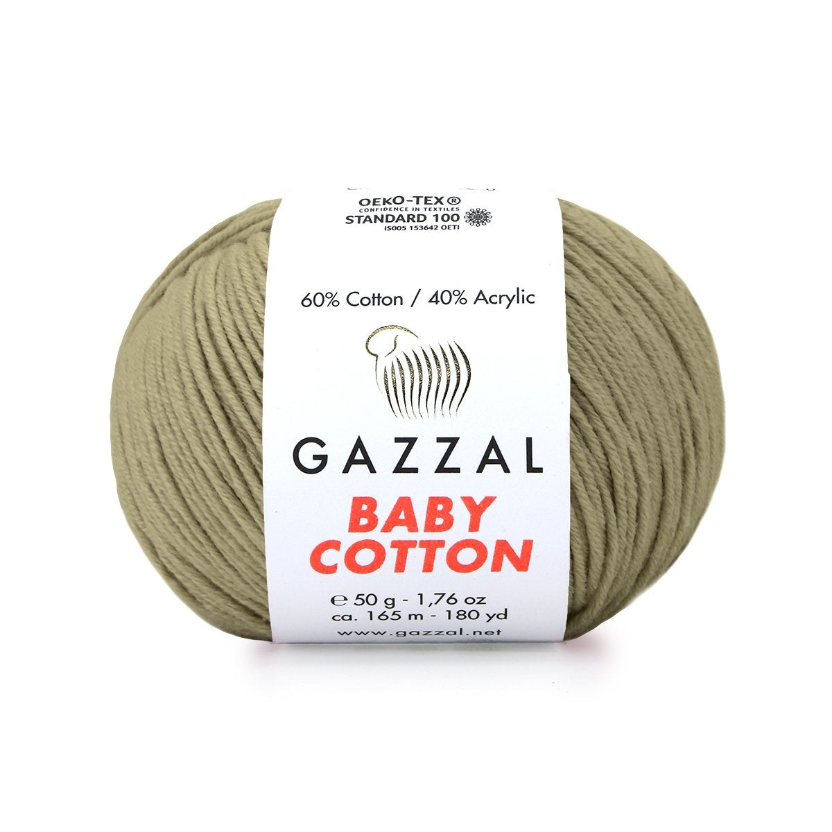 Gazzal Baby Cotton 3464 Olive – fil bébé coton et acrylique