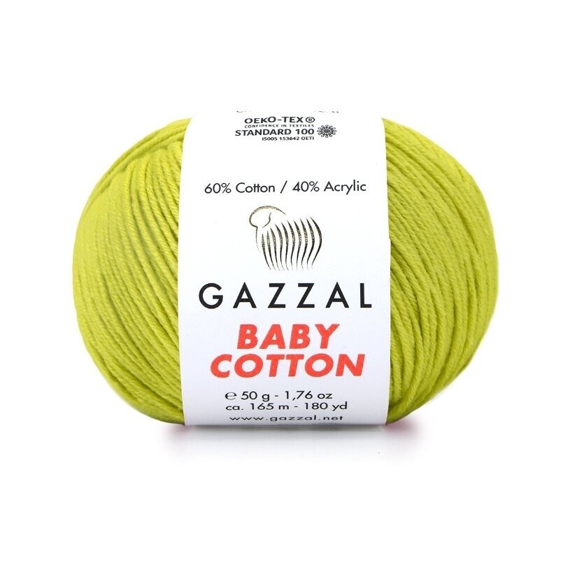 Gazzal Baby Cotton 3457 Citron vert – fil bébé coton et acrylique