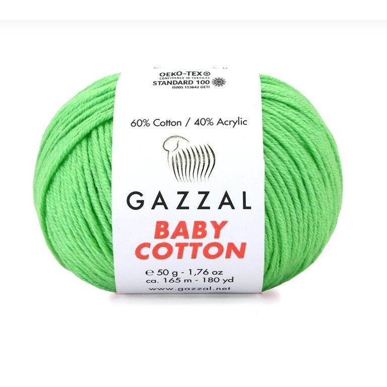 Gazzal Baby Cotton 3466 Vert clair – fil bébé coton et acrylique