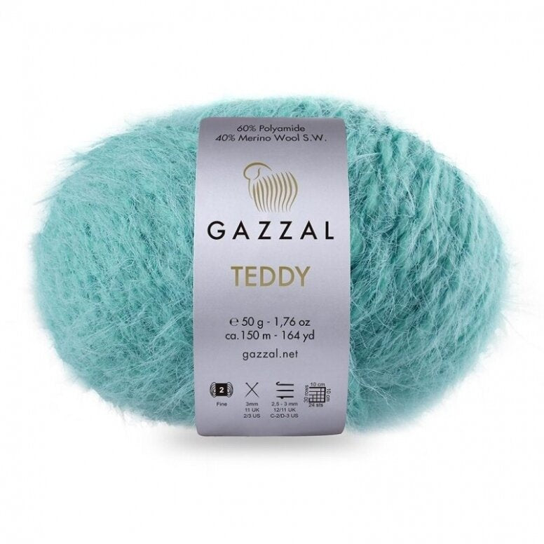 Gazzal Teddy 6558 Aqua – bouclégarn med merino