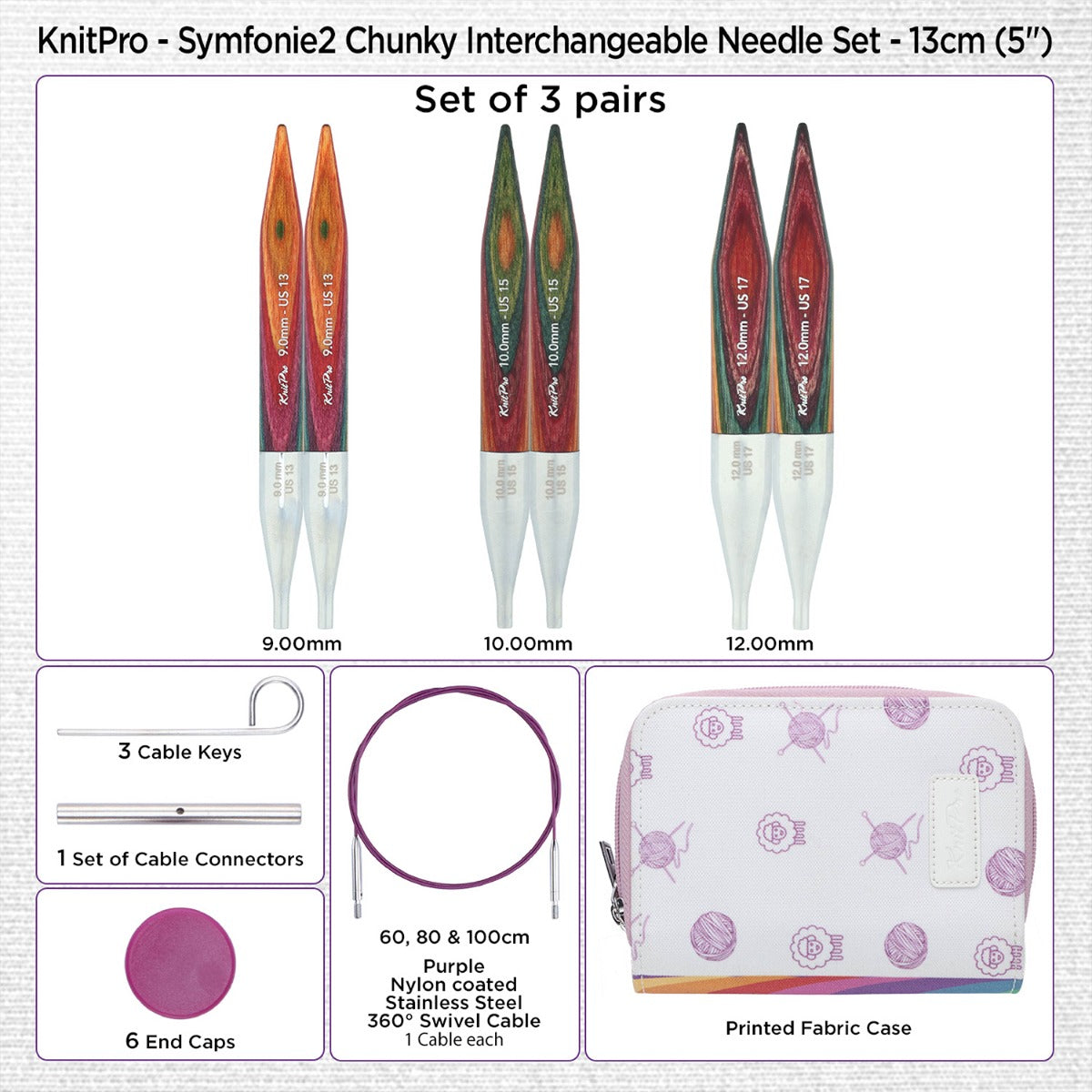 KnitPro Symfonie 2 Chunky Interchangeable Needle Set (13 cm)