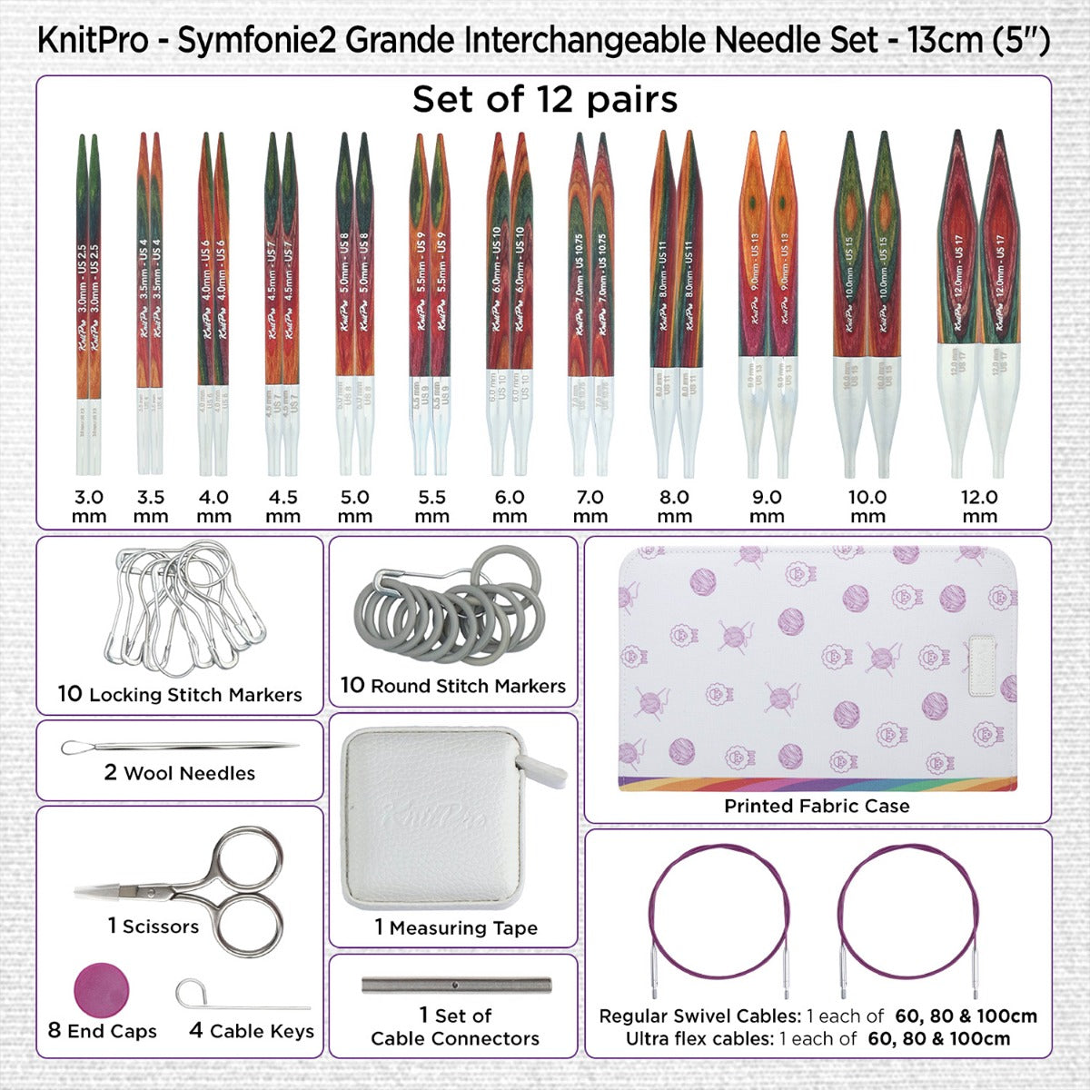 KnitPro Symfonie 2 Grande Interchangeable Needle Set (13 cm)