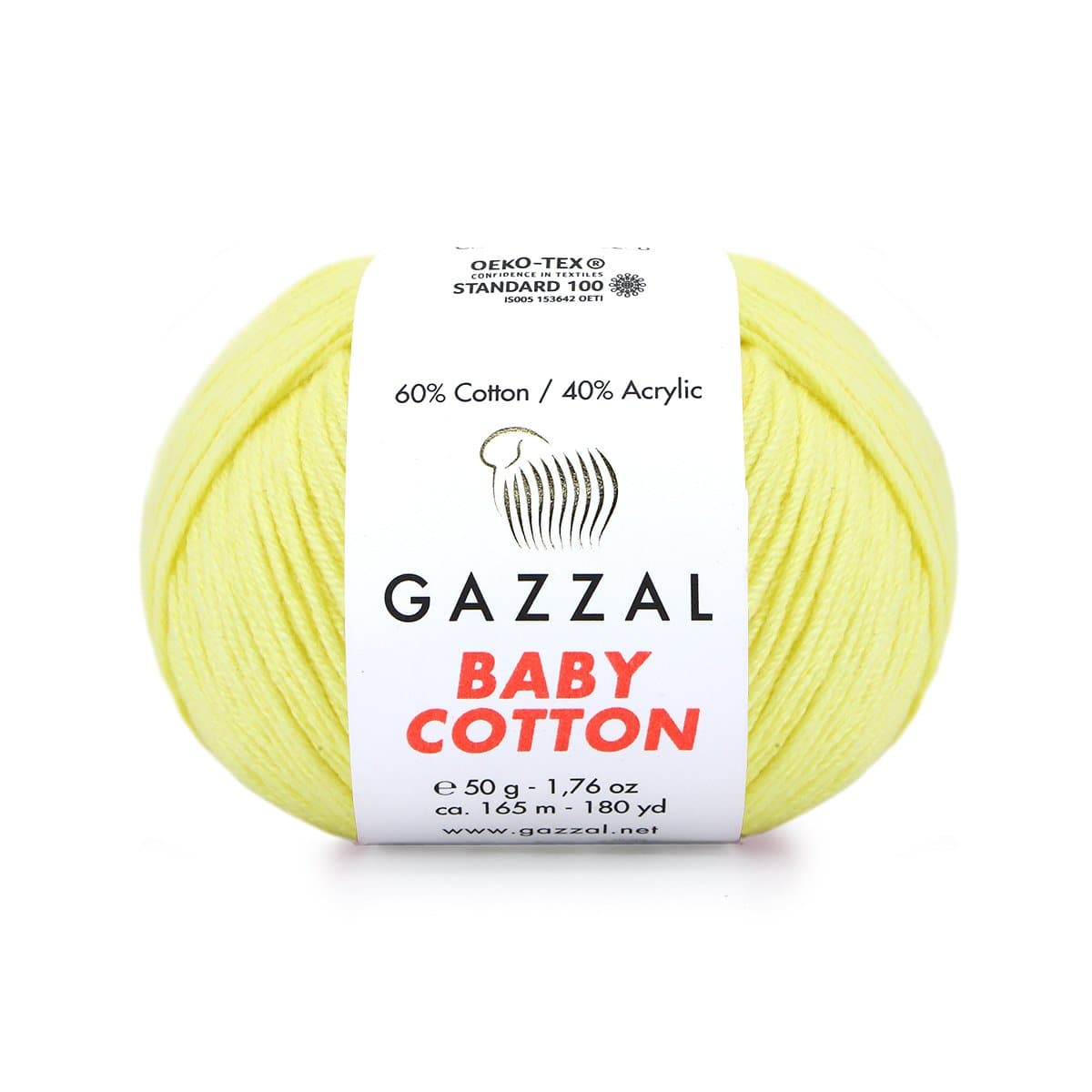 Gazzal Baby Cotton 3413 Jaune clair – fil bébé coton et acrylique