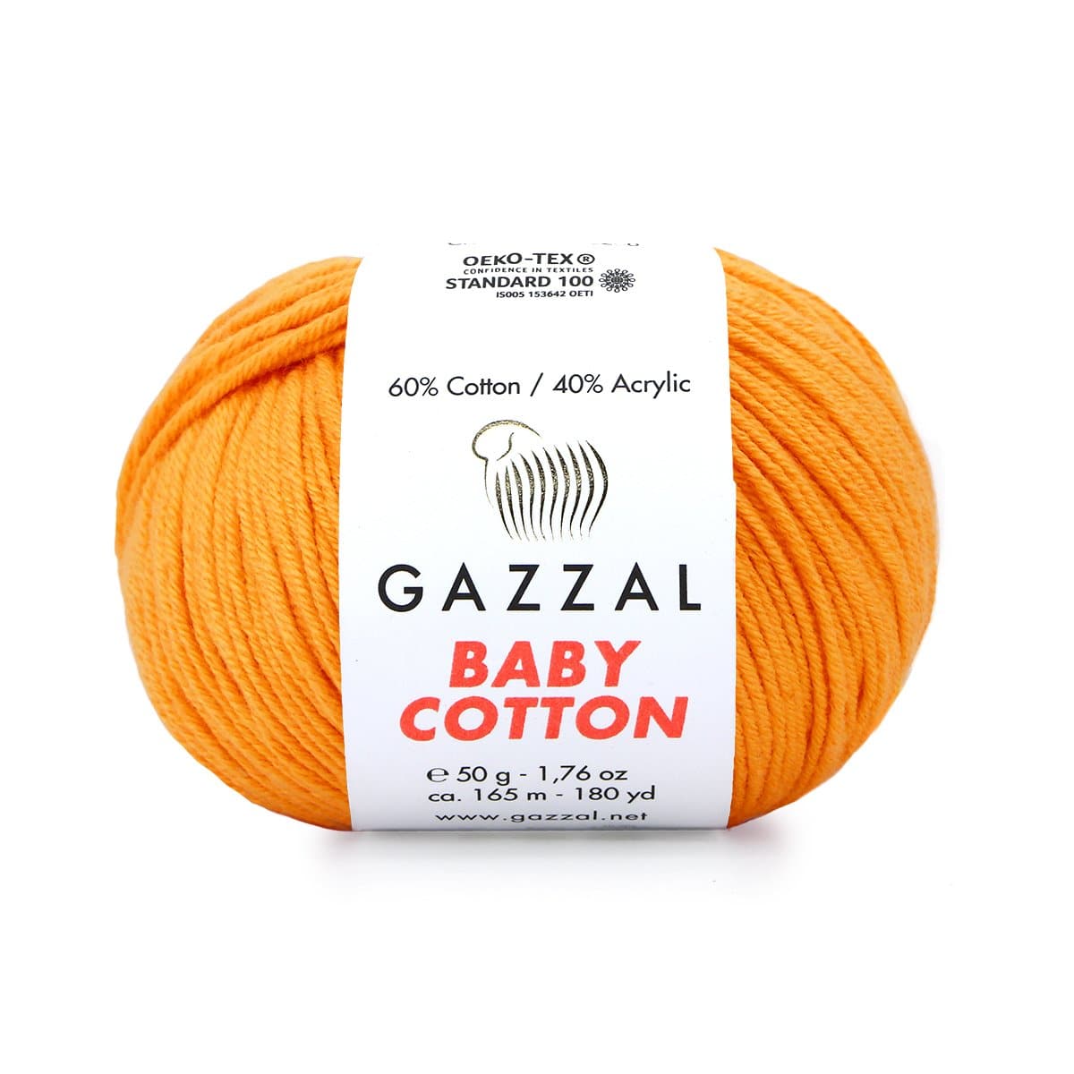 Gazzal Baby Cotton 3416 Mandarine – fil bébé coton et acrylique