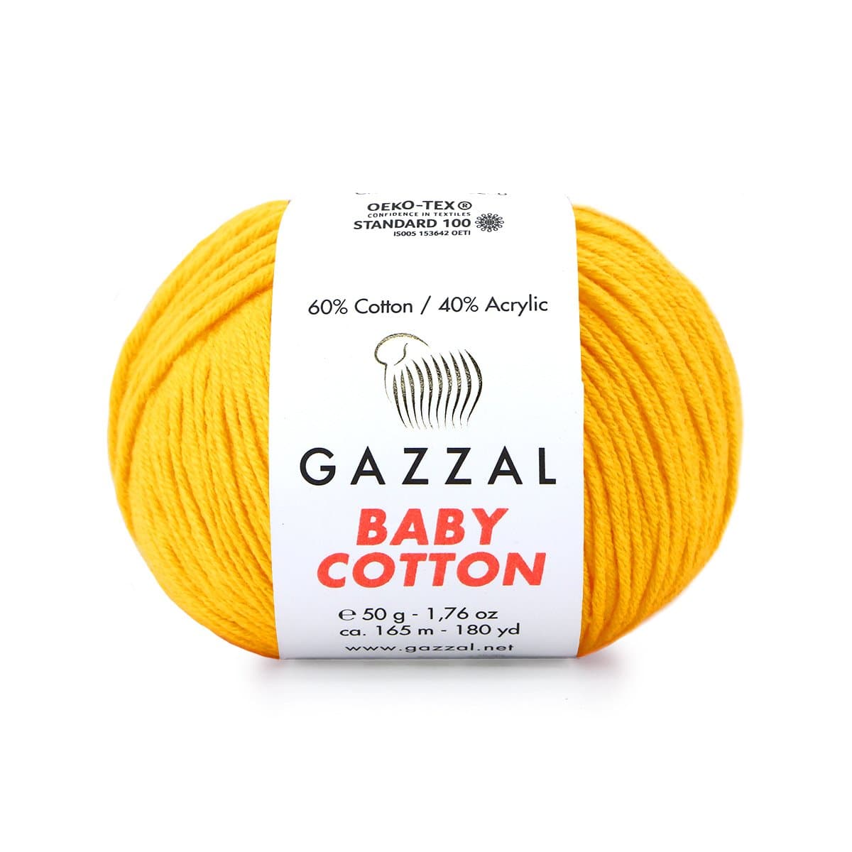 Gazzal Baby Cotton 3417 Jaune – fil bébé coton et acrylique