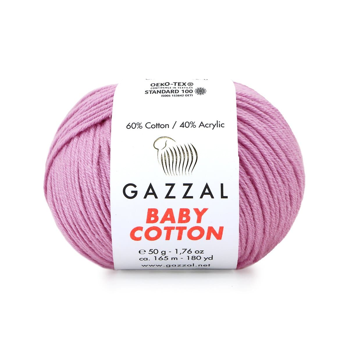 Gazzal Baby Cotton 3422 Mauve – fil bébé coton et acrylique
