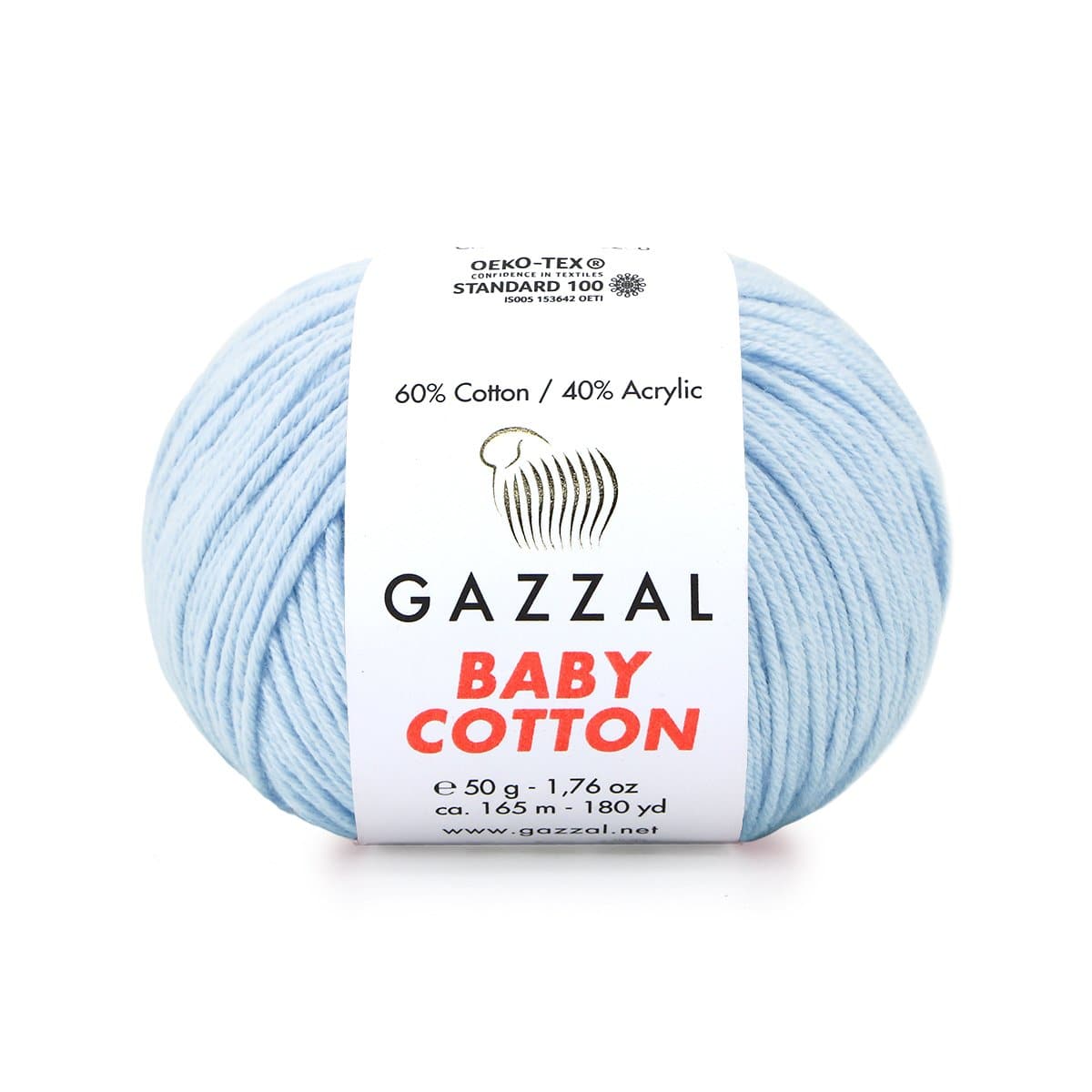 Gazzal Baby Cotton 3429 Bleu poudré – fil bébé coton et acrylique