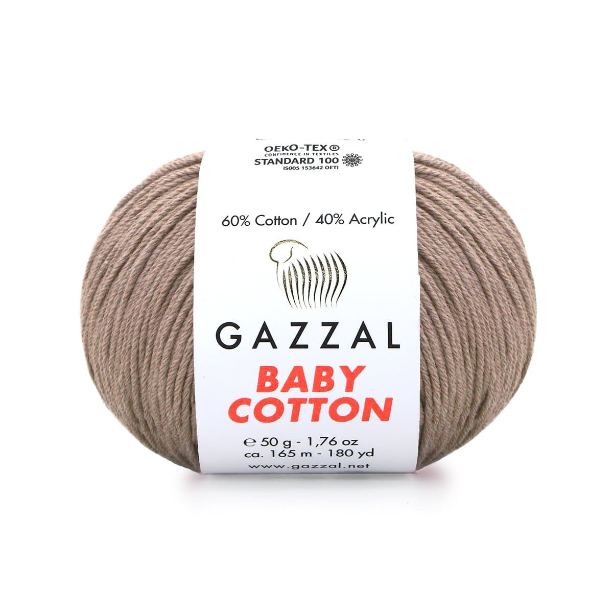 Gazzal Baby Cotton 3434 Taupe – fil bébé coton et acrylique