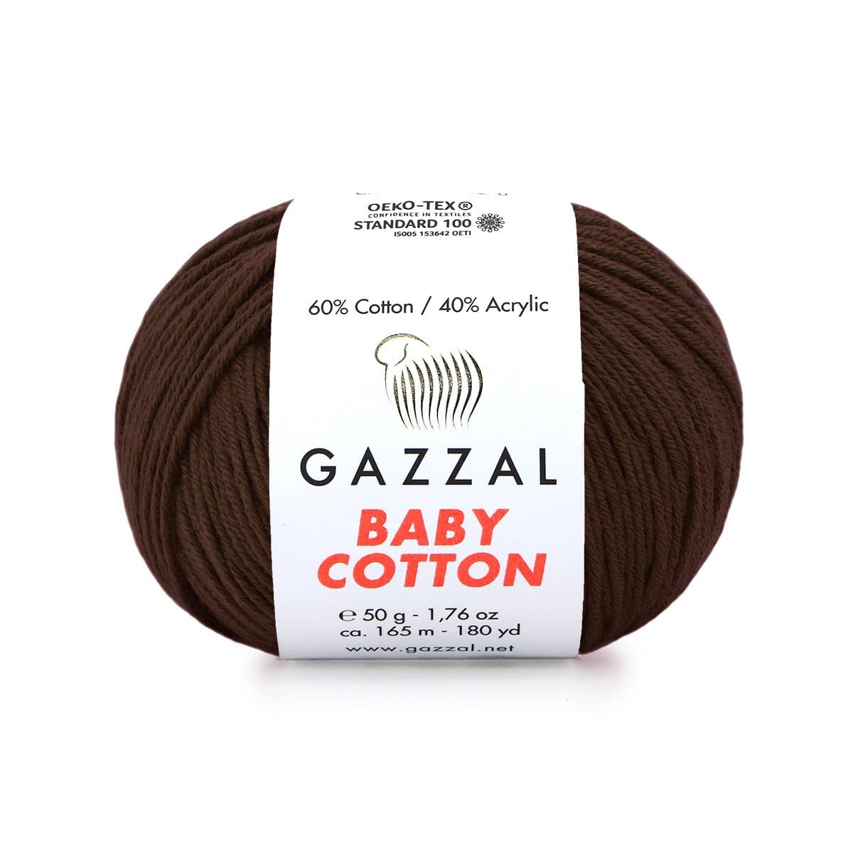 Gazzal Baby Cotton 3436 Marron foncé – fil bébé coton et acrylique