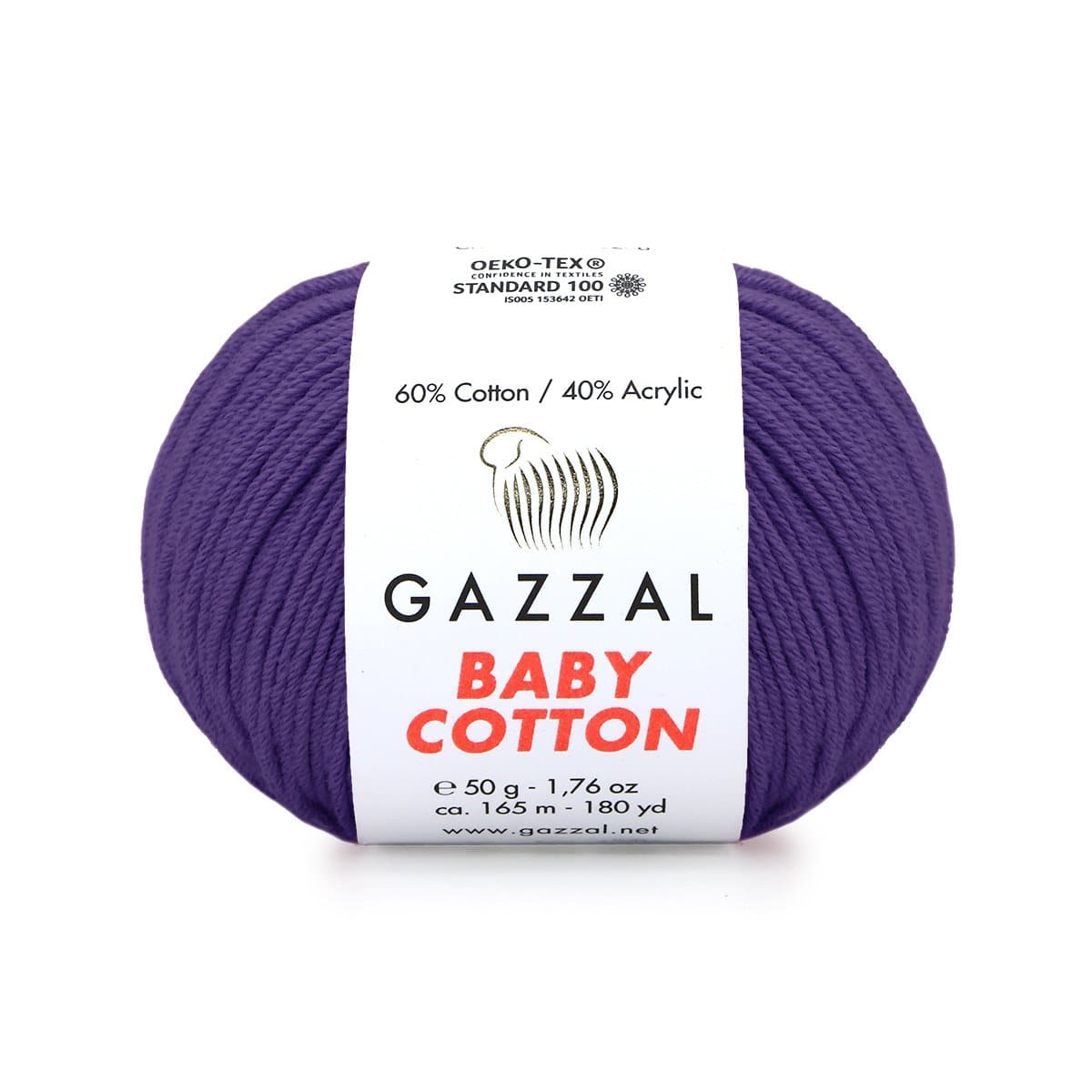 Gazzal Baby Cotton 3440 Pourpre – fil bébé coton et acrylique
