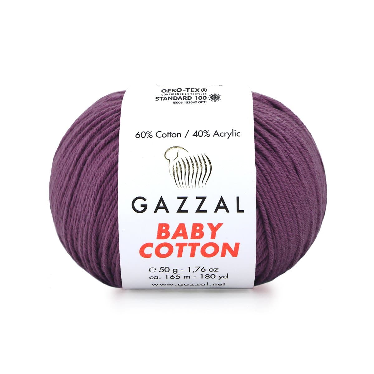 Gazzal Baby Cotton 3441 Aubergine – fil bébé coton et acrylique