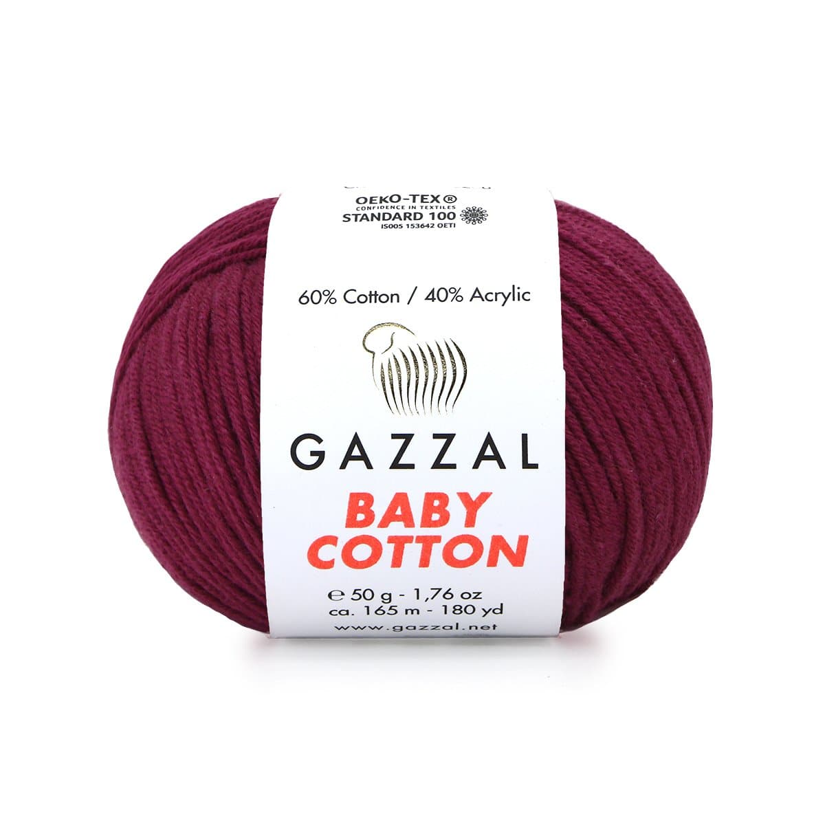 Gazzal Baby Cotton 3442 Bordeaux – fil bébé coton et acrylique