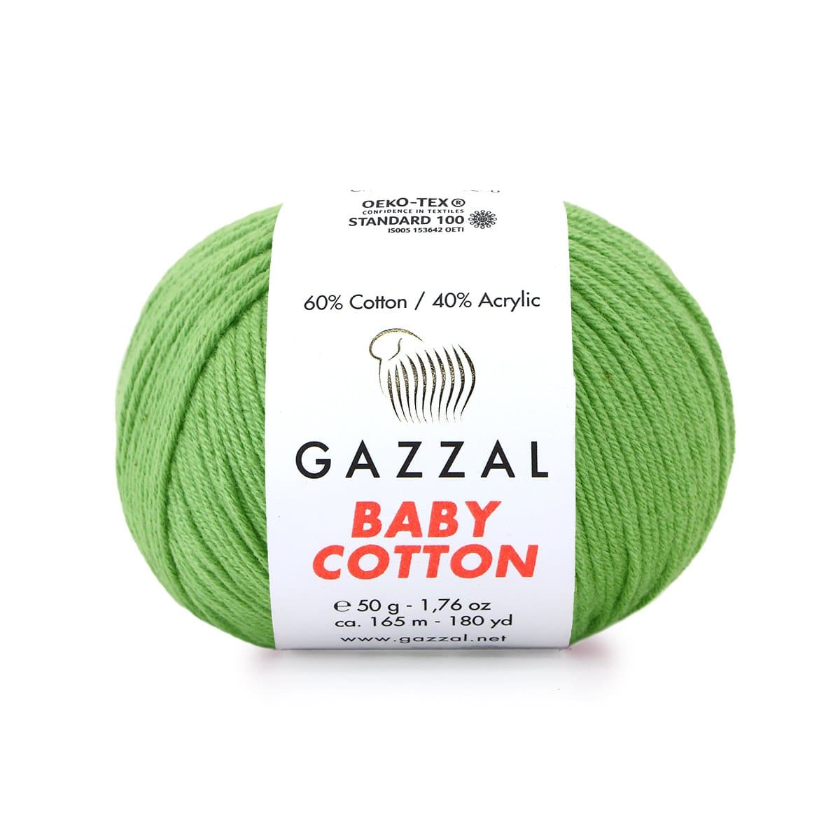 Gazzal Baby Cotton 3448 Vert herbe – fil bébé coton et acrylique