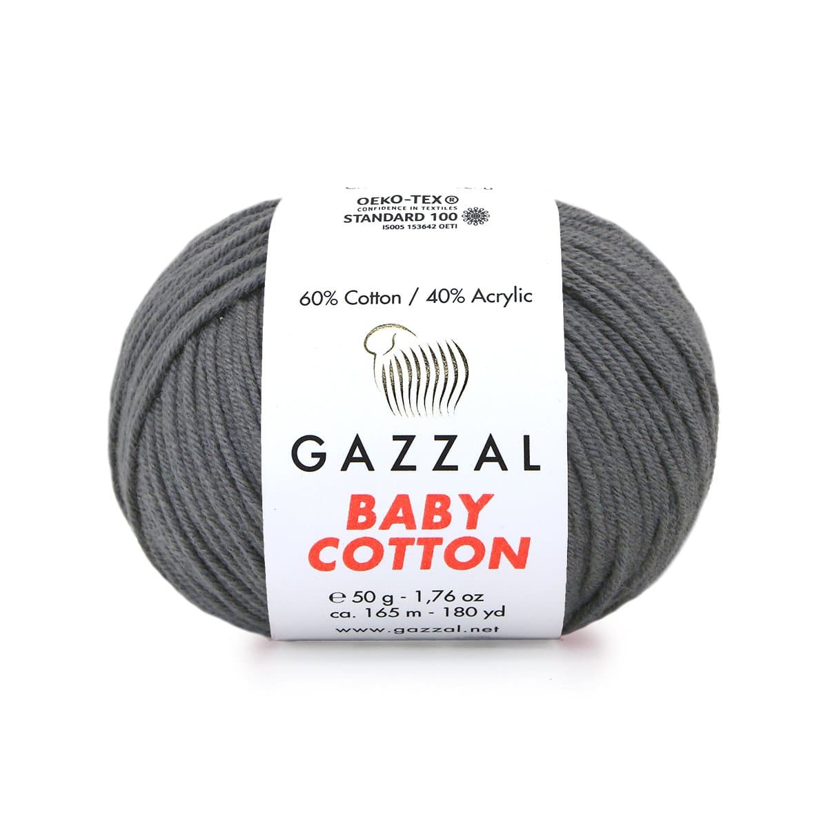 Gazzal Baby Cotton 3450 Charbon – fil bébé coton et acrylique