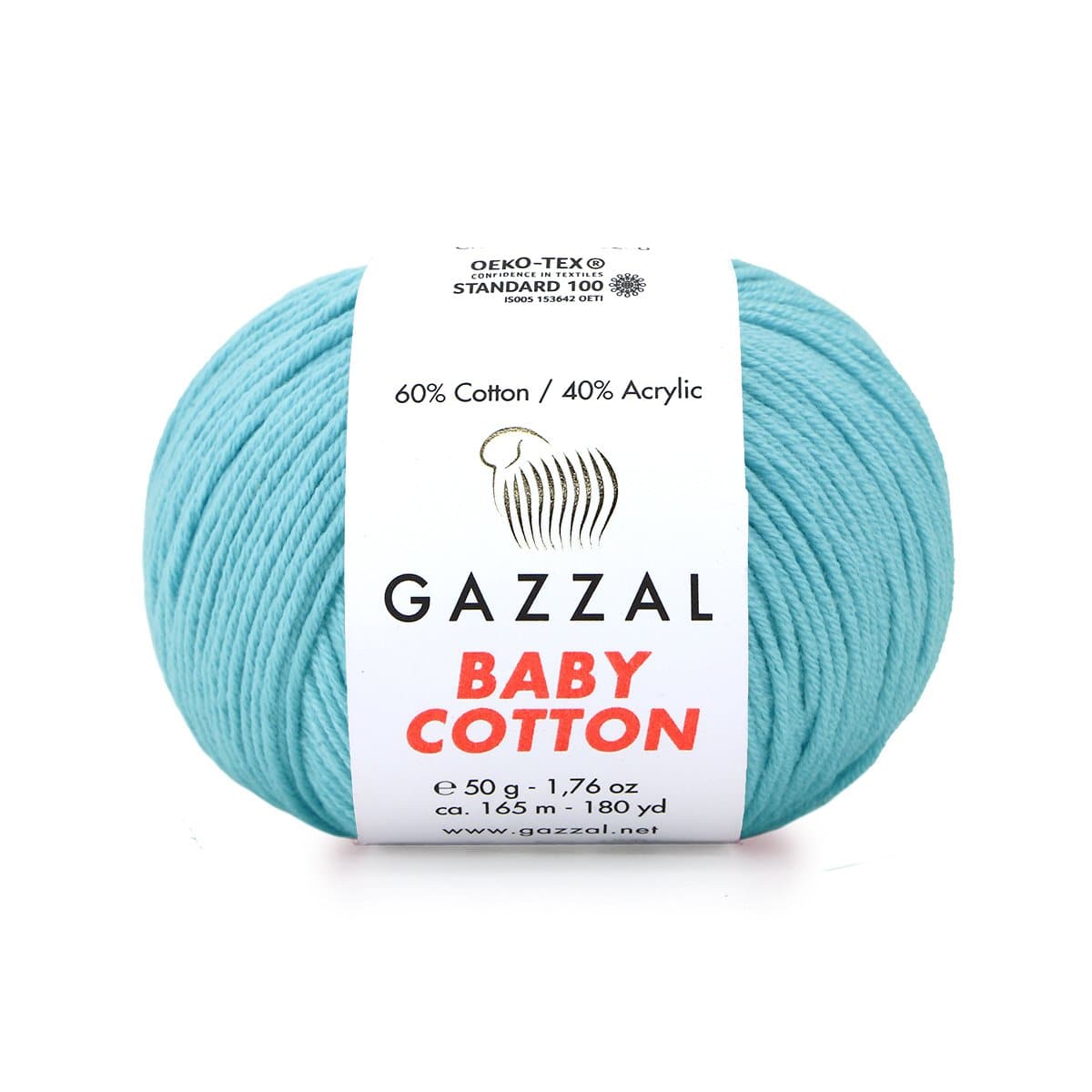 Gazzal Baby Cotton 3451 Turquoise – fil bébé coton et acrylique