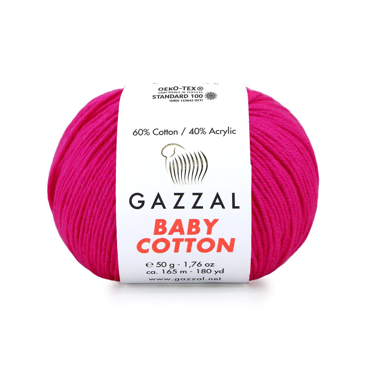 Gazzal Baby Cotton 3461 Fuchsia – fil bébé coton et acrylique