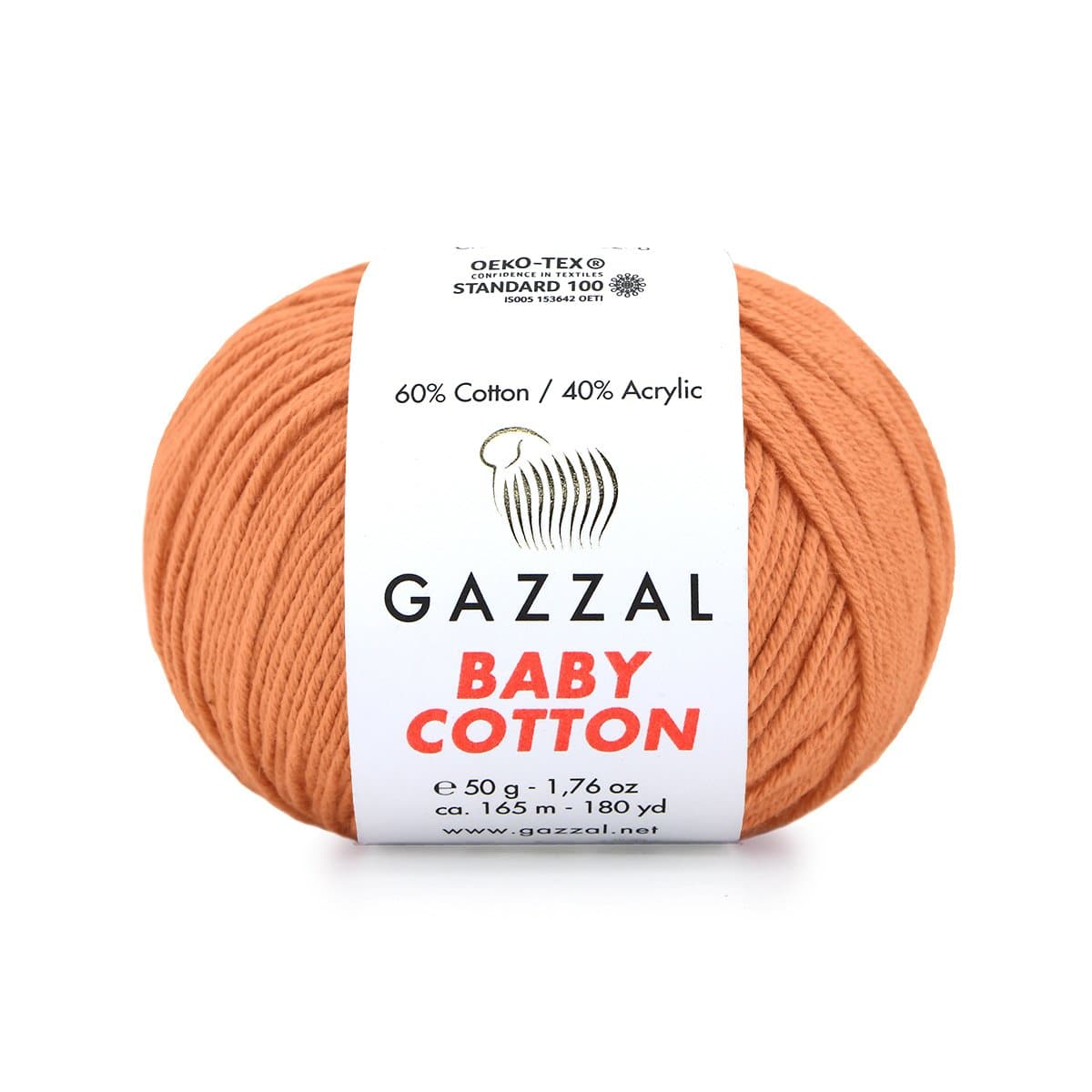 Gazzal Baby Cotton 3465 Orange – fil bébé coton et acrylique
