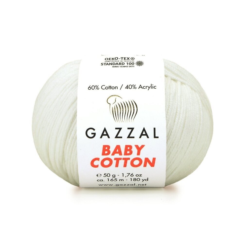 Gazzal Baby Cotton 3410 Blanc cassé – fil bébé coton et acrylique